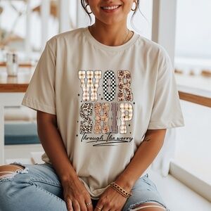 Worship Through The Worry T-shirt Short sleeve New Sand S M L XL Motivational